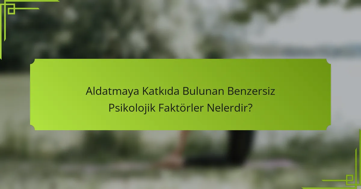 Aldatmaya Katkıda Bulunan Benzersiz Psikolojik Faktörler Nelerdir?