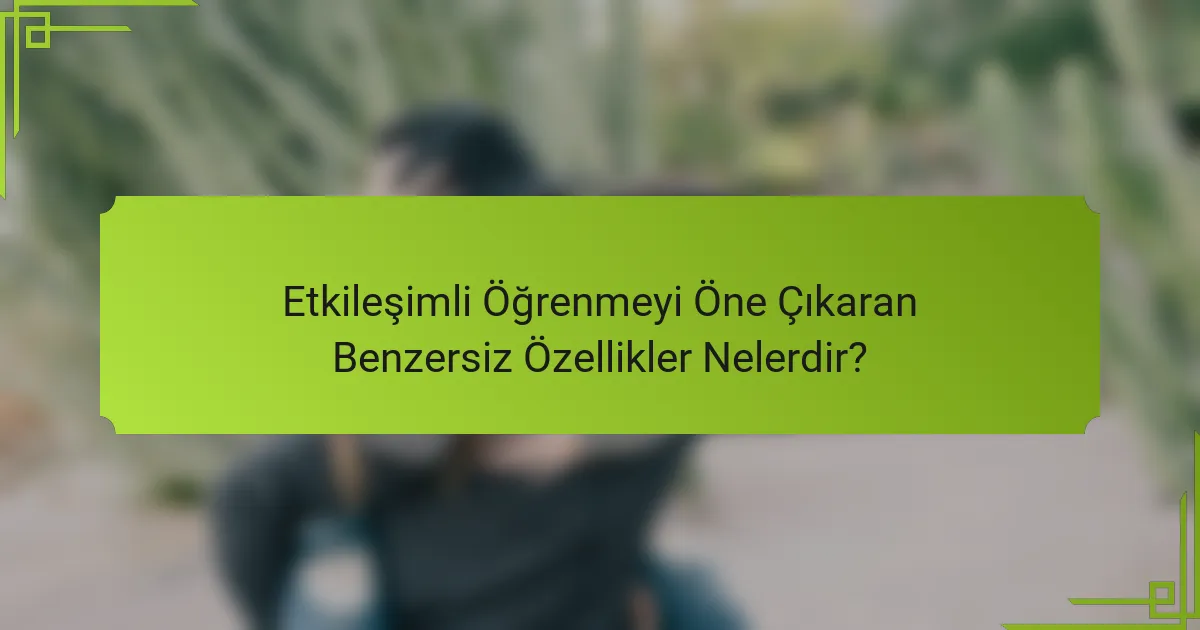 Etkileşimli Öğrenmeyi Öne Çıkaran Benzersiz Özellikler Nelerdir?