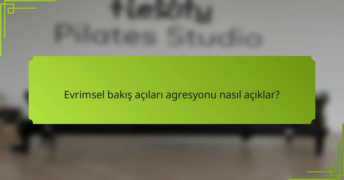 Evrimsel bakış açıları agresyonu nasıl açıklar?