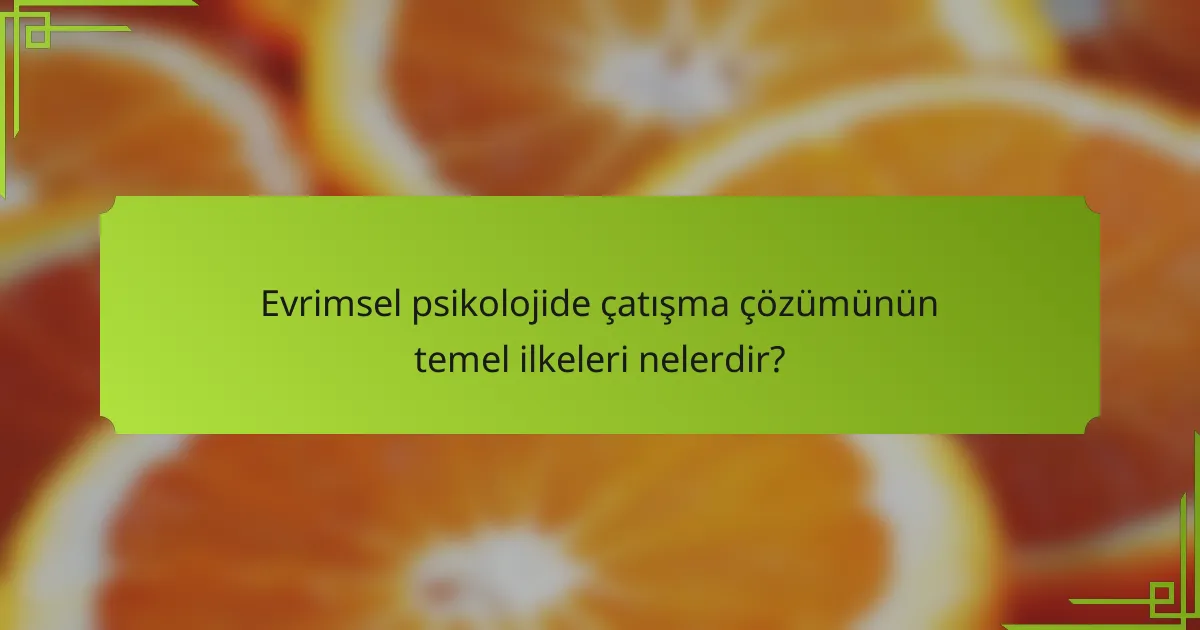 Evrimsel psikolojide çatışma çözümünün temel ilkeleri nelerdir?