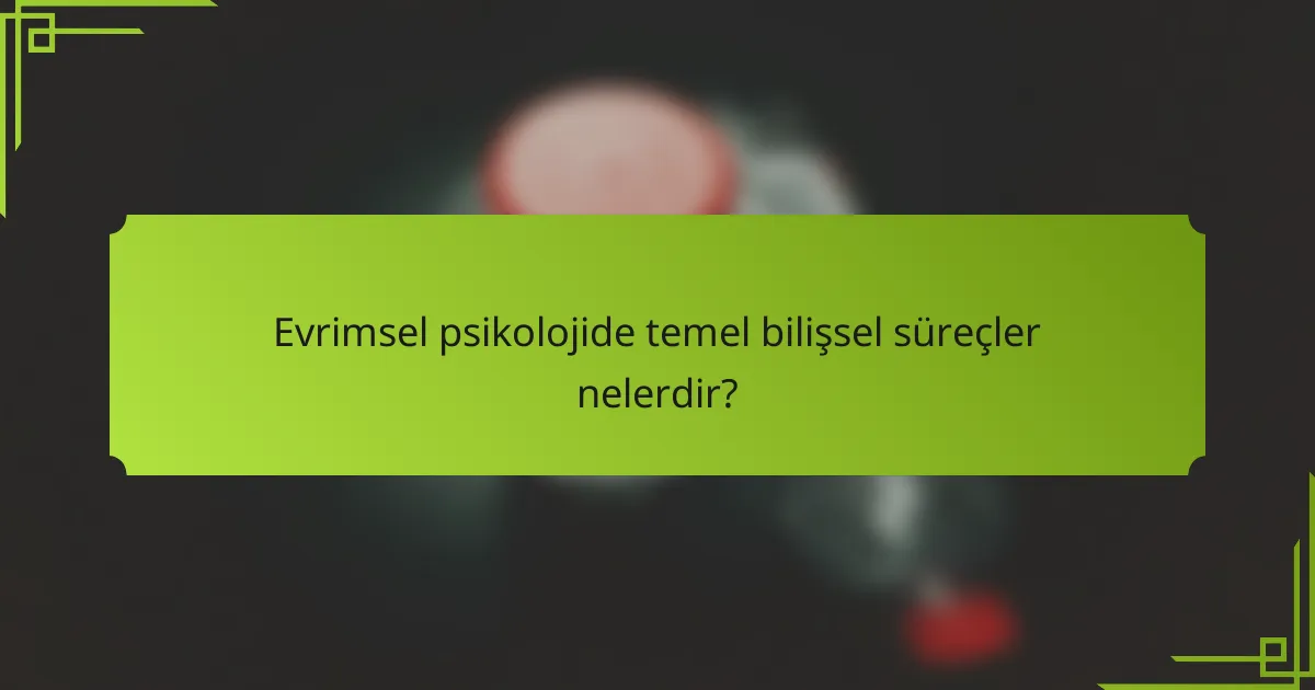 Evrimsel psikolojide temel bilişsel süreçler nelerdir?