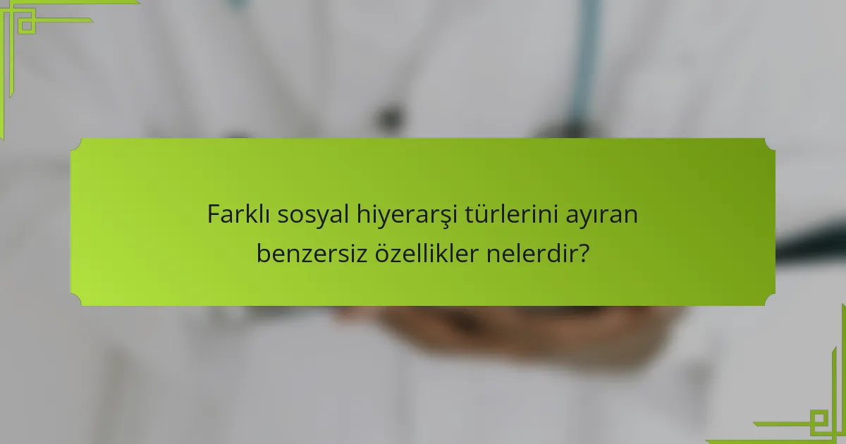 Farklı sosyal hiyerarşi türlerini ayıran benzersiz özellikler nelerdir?