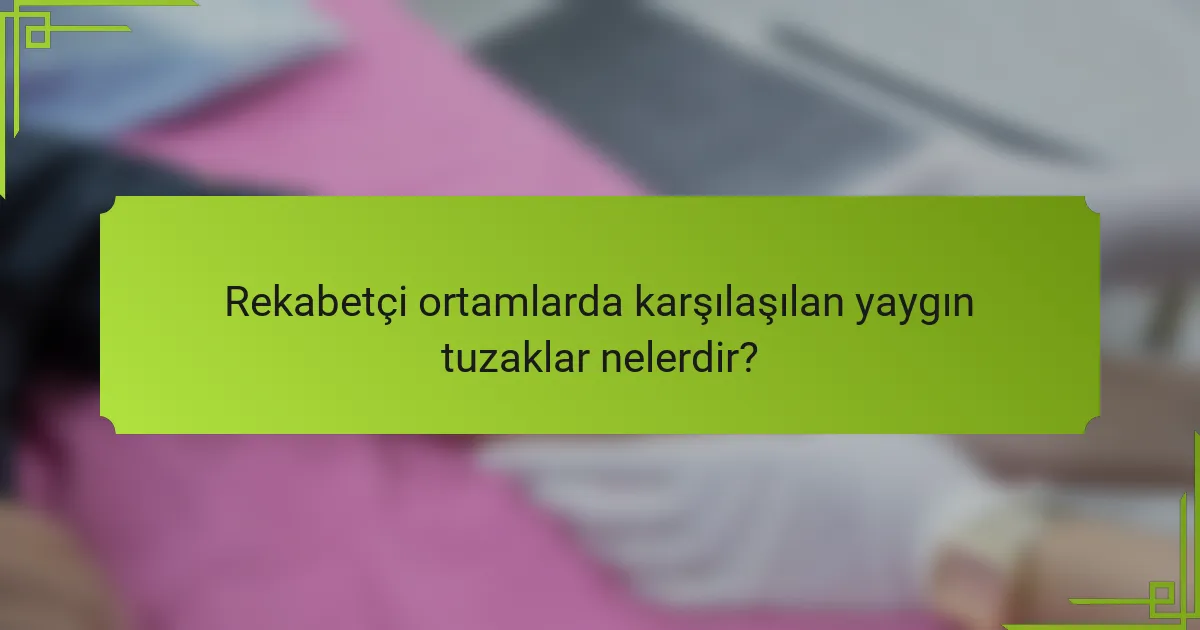 Rekabetçi ortamlarda karşılaşılan yaygın tuzaklar nelerdir?